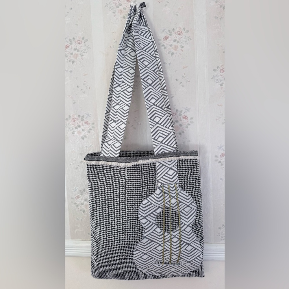 Elegant Black and White Patterned Tote Bag